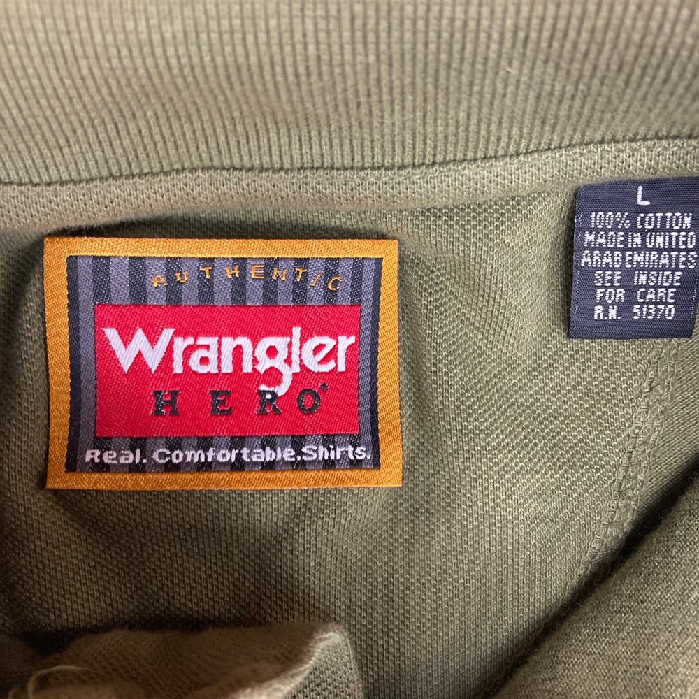 Wrangler Hero Mens Olive Green Short Sleeve Collared Polo‎ Shirt Size L - Picture 6 of 8